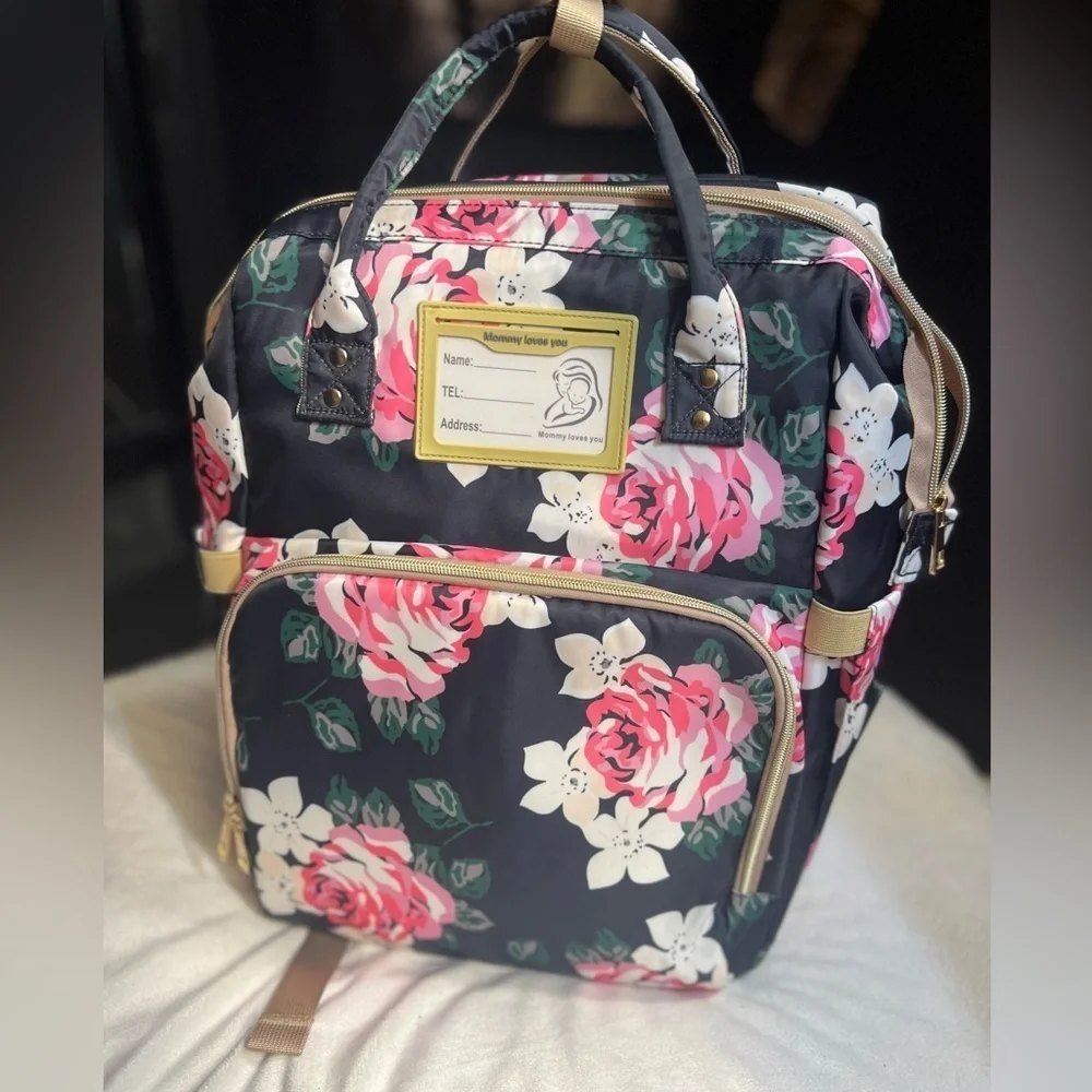 Diaper Bag Large Capacity Bags Floral Durable with Changing Station for Baby-NWT